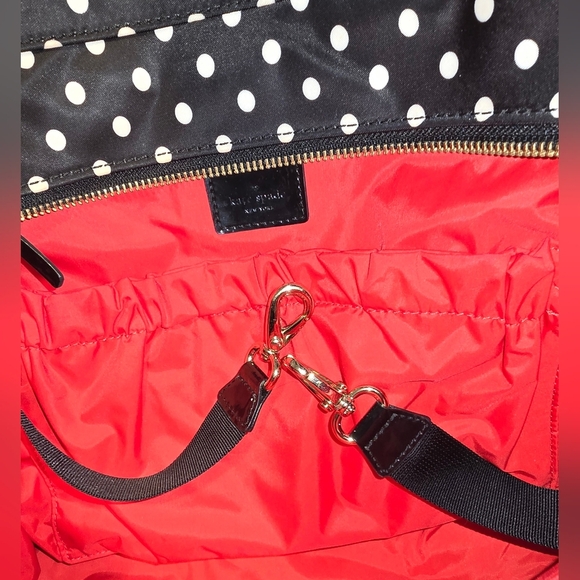 Kate Spade Stevie Baby Bag Large Black & White Polka Dot Nylon Diaper Bag Purse - Picture 12 of 14